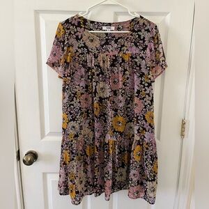 BB Dakota Floral Black and Pink Floral Dress